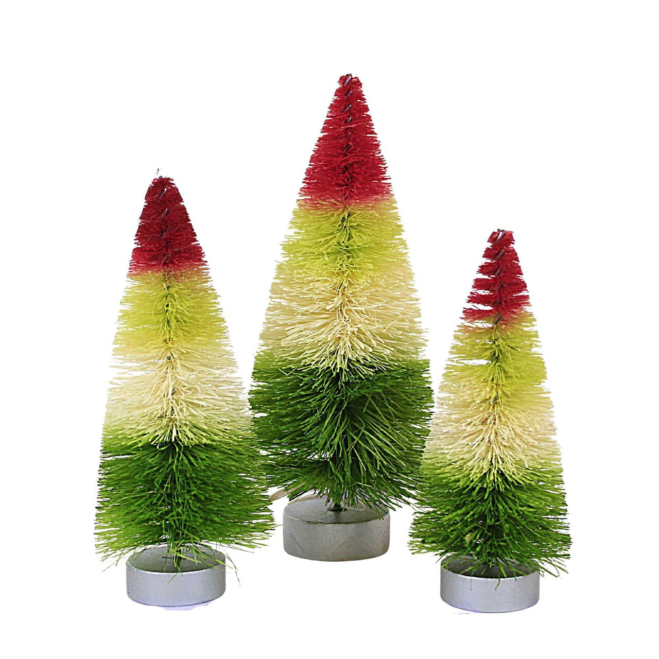 Bethany Lowe 6.0 Inch The Jolly Side Of Christmas Trees Christmas Decorative Tree Set , Christmas Decor Stripe Wooden Base